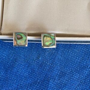 Sterling Silver Square Stud Earrings w/Abalone